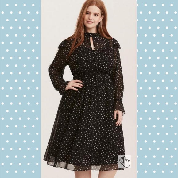 torrid Dresses & Skirts - torrid Black Polka Dot Midi Dress